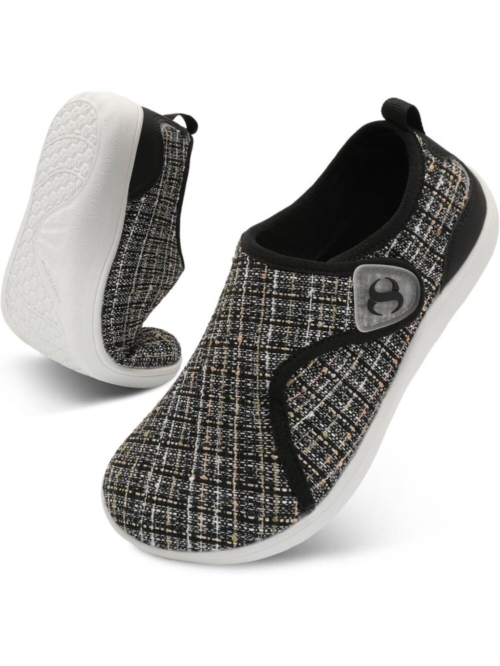 👑Women's whiteBlack Knitted Comfortable Neuropathy Adjustable Wide Width shoes